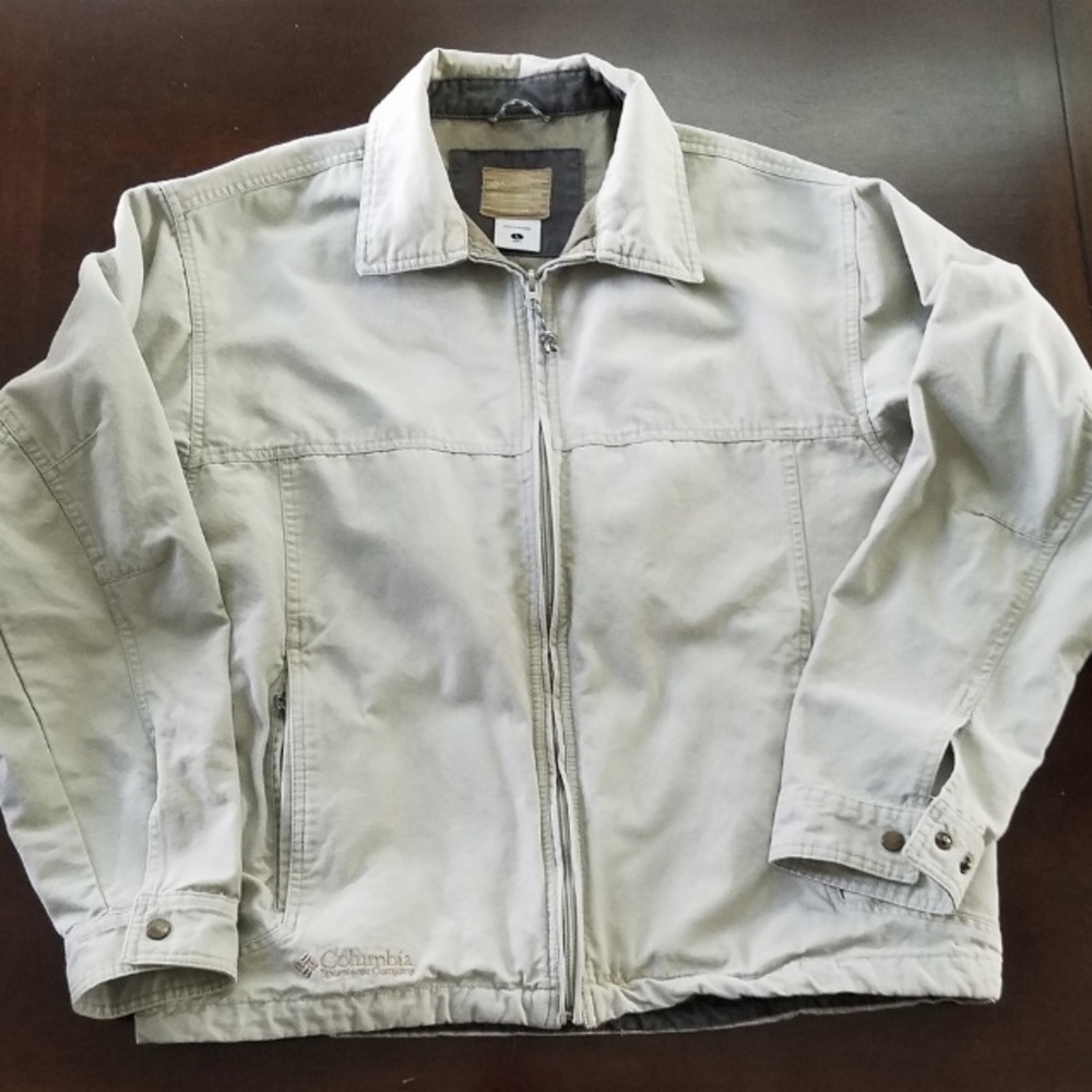 Columbia Jacket cotton canvas Mens Large Khaki (Tan).
